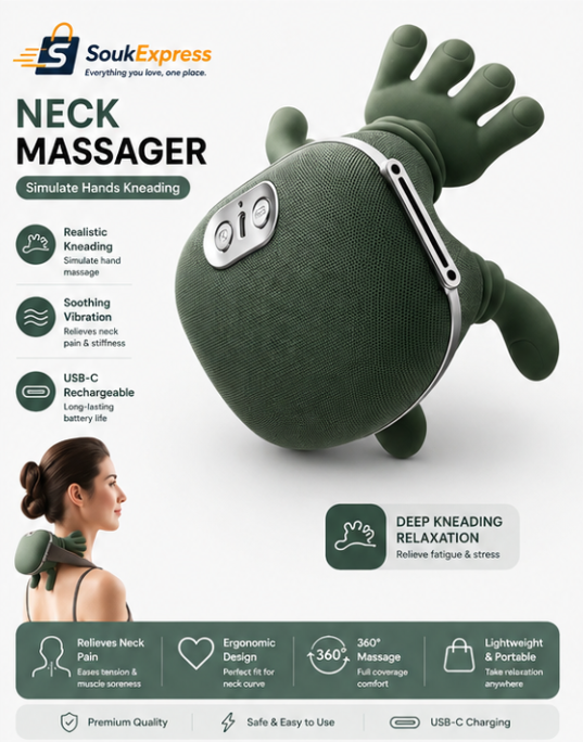 Smart 4D Neck & Shoulder Massager with Heat & Deep Kneading