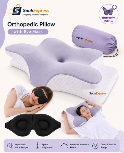 Orthopedic Memory Foam Pillow with Eye Mask for Better Sleep