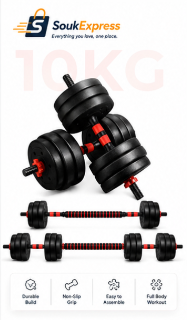 Adjustable 10KG Dumbbell Set for Home Gym & Fitness Training