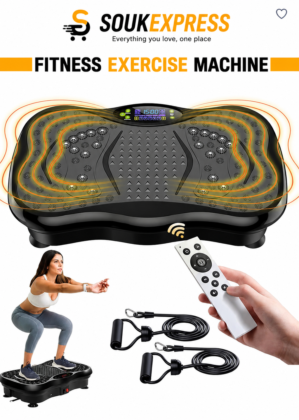 Whole Body Vibration Plate with Bluetooth & Remote for Home Gym