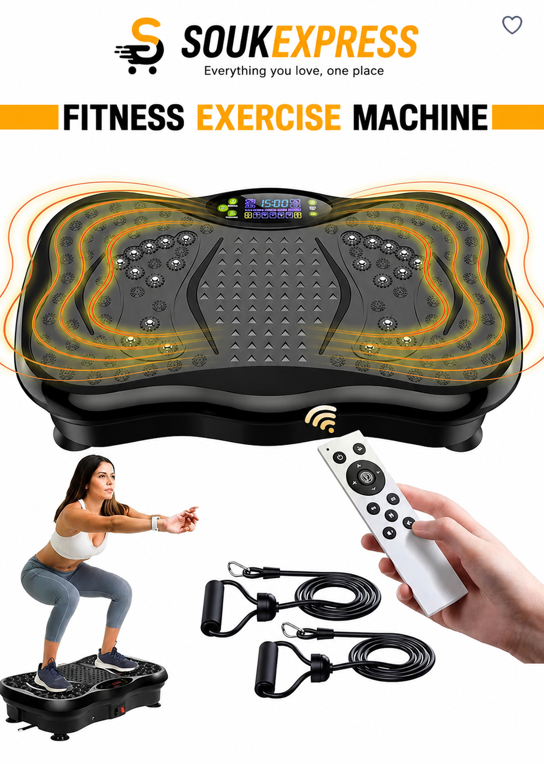 Whole Body Vibration Plate with Bluetooth & Remote for Home Gym